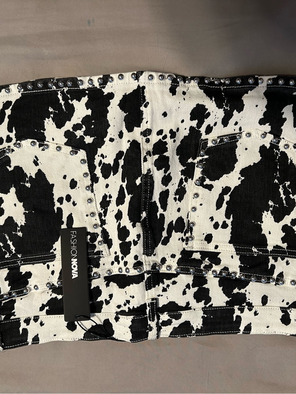 Fashion Nova Black and White Cow Print Mini Skirt - Picture 3 of 3